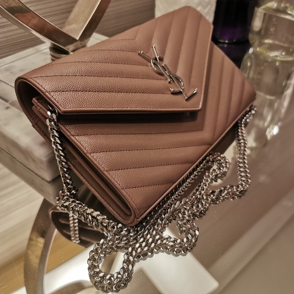 YSL Mauve Chevron shoulder/clutch bag - Picture 2 of 5